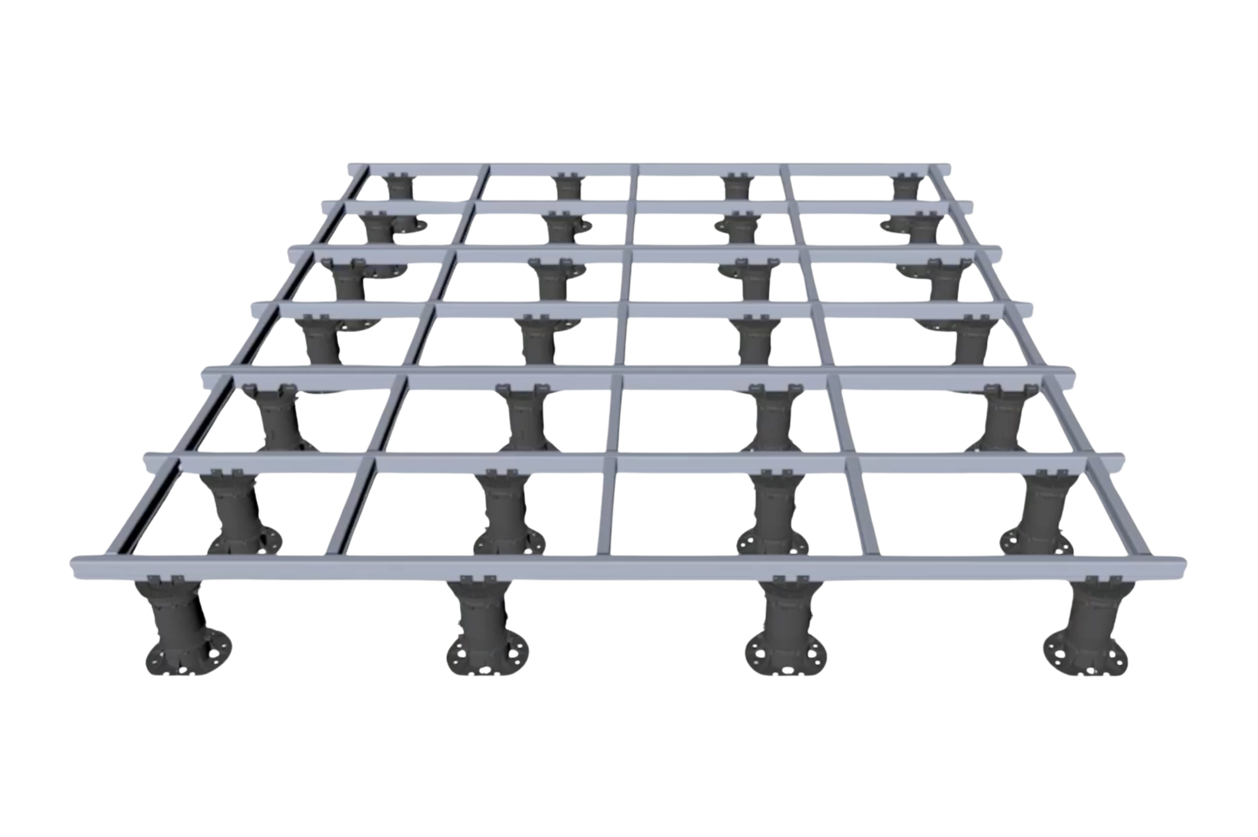 Metal grid frame with supports